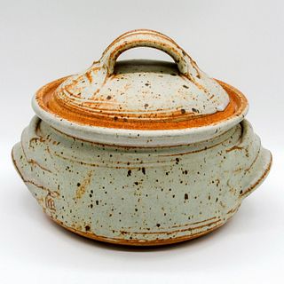 American Folk Art Ceramic Lidded Casserole Dish