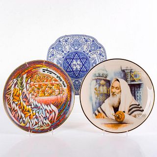 Set of 3 Ceramic Hebrew Plates