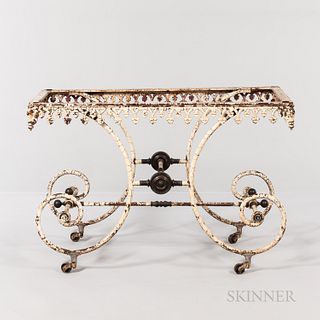 White-painted Wrought and Cast Iron Table