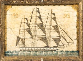 Framed Panbone Plaque Ship Portrait