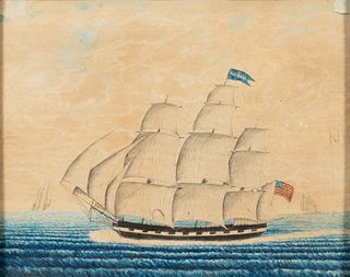 Small Watercolor on Paper Portrait of the Vessel Diagem