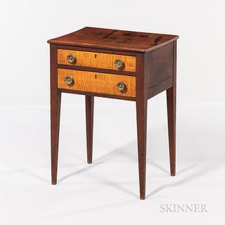 Cherry and Tiger Maple Two-drawer Stand