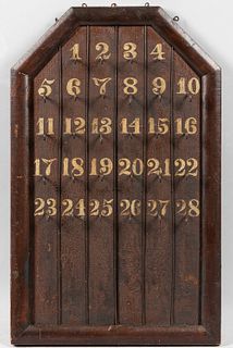 Painted Wooden Key Board with Numbered Hooks