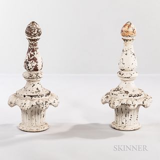 Pair of White-painted Cast Iron Gate Finials