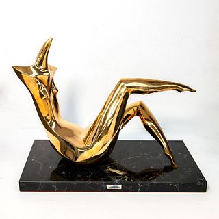 Isaac Kahn (Lithuanian b. 1950) Impressive Bronze Contemporary Sculpture, Reclining Woman
