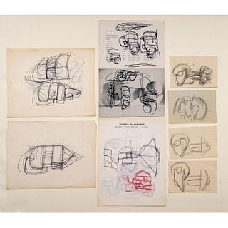 8pc Andrea Cascella (Italian 1920-1990), Signed, Pen and Pencil on Paper, Untitled