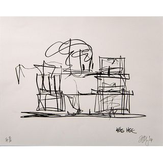 Frank Gehry (Canadian b. 1929) Signed, Lithograph on Paper, Study of New Gehry House