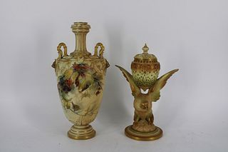 Royal Worcester Vase & A Reticulated Eagle Vase