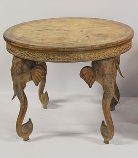 Midcentury Carved Elephant Table.