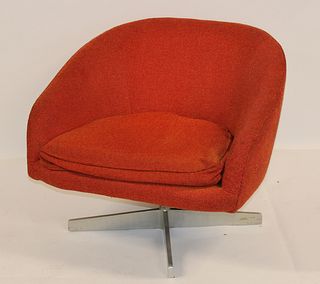 Midcentury Upholstered Swivel Chair.