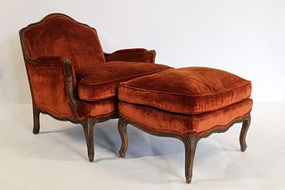 Antique Louis XV1 Style Chair & Ottoman.