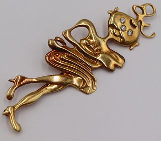 JEWELRY. 18kt Gold and Diamond Figural Brooch.