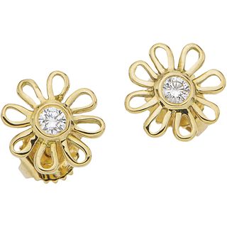PAIR OF STUD EARRINGS WITH DIAMONDS IN 18K YELLOW GOLD, TIFFANY & CO., PALOMA PICASSO DAISY COLLECTION | PAR DE BROQUELES CON DIAMANTES EN ORO AMARILL