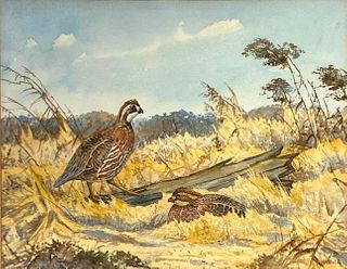 William Joseph Schaldach Watercolor, Grouse 