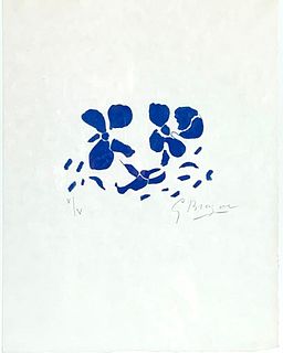 Georges Braque Woodcut, Fleurs Bleues