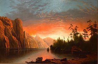 After Albert Bierstadt Oil, Sunset (California Scenery) 