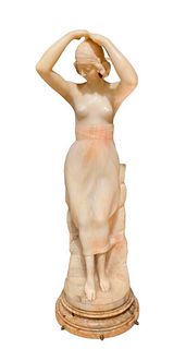 Alabaster Carved Figure of a Maiden