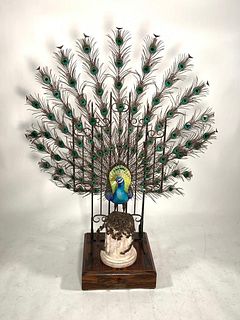 Spectacular Albany of England Life Size Peacock on Stand