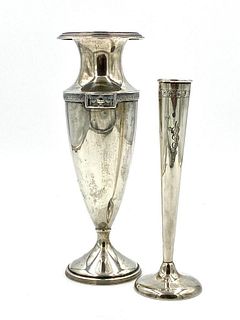 Two Sterling Silver Vases