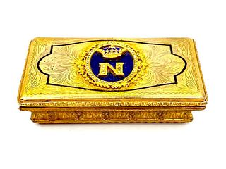 Gilded Jeweled and Enameled Napoleonic Snuff Box
