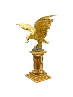 Gilt Bronze Eagle and Column Clock Watch 
