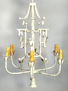 Painted Tole Pagoda Form Chandelier