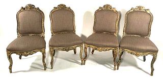 Four 19thc  Painted Finish French Side Chairs