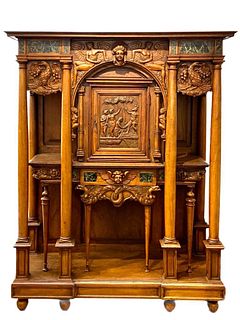 French or Italian Walnut Display Cabinet, 19thc.