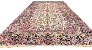 Antique Kerman Wool Carpet, c.1930's 23'10" x 11'10"