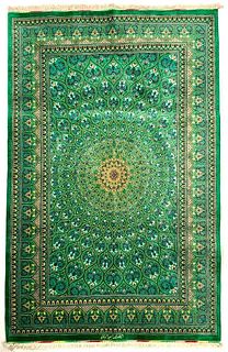 Very Fine Silk Qum Carpet, 5'3" x 3'