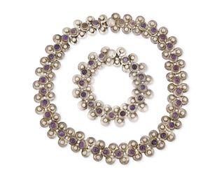 A set of Fred Davis silver and amethyst jewelry