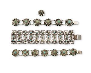 A group of Fred Davis silver and turquoise jewelry