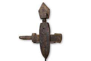 Cleanly Carved Dogon Figural Door Lock 19" – Mali