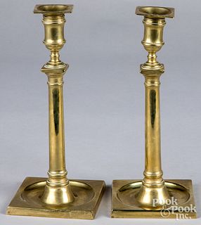 Pair of large English platform base candlesticks