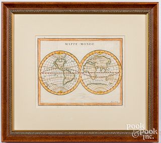 Hand colored engraved Mappe-Monde