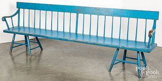 Blue painted settee, 19th c.