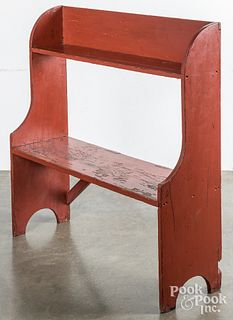 Painted pine bucket bench, late 19th c.