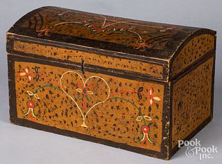 Painted pine dome top box, ca. 1900
