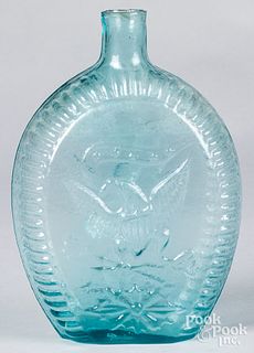 Aquamarine blown glass flask