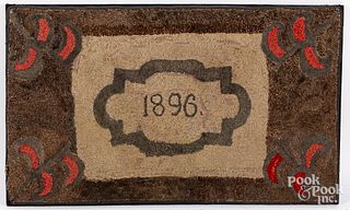 American hooked rug, dated 1896