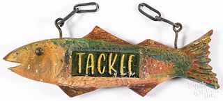 Cast aluminum fish Tackle trade sign, 20th c.