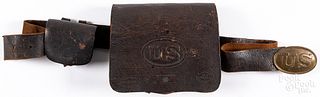 Civil War era US leather cartridge box