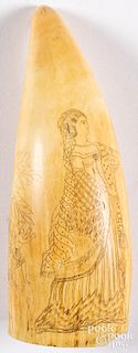 Scrimshaw whale tooth, 19th c.