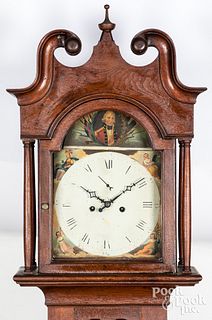 Pennsylvania walnut tall case clock, early 19th c.