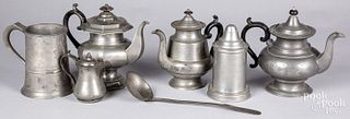Group of pewter, 19th c.