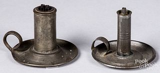 Pewter and tin oil lamps, mid 19th c.