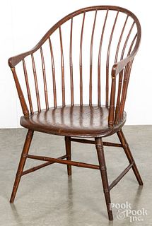 Windsor chair, 19th c., branded Charlestown.