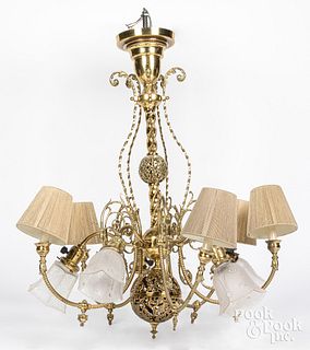 Pierced brass chandelier, 20th c.