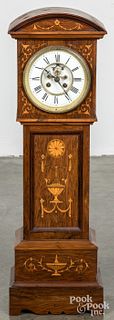 Miniature inlaid rosewood tall case clock, 19th c.