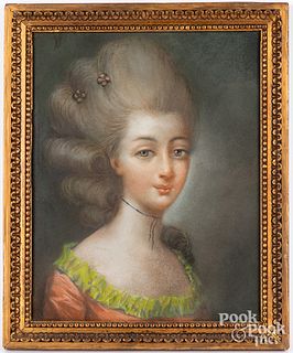 French pastel portrait of a young woman